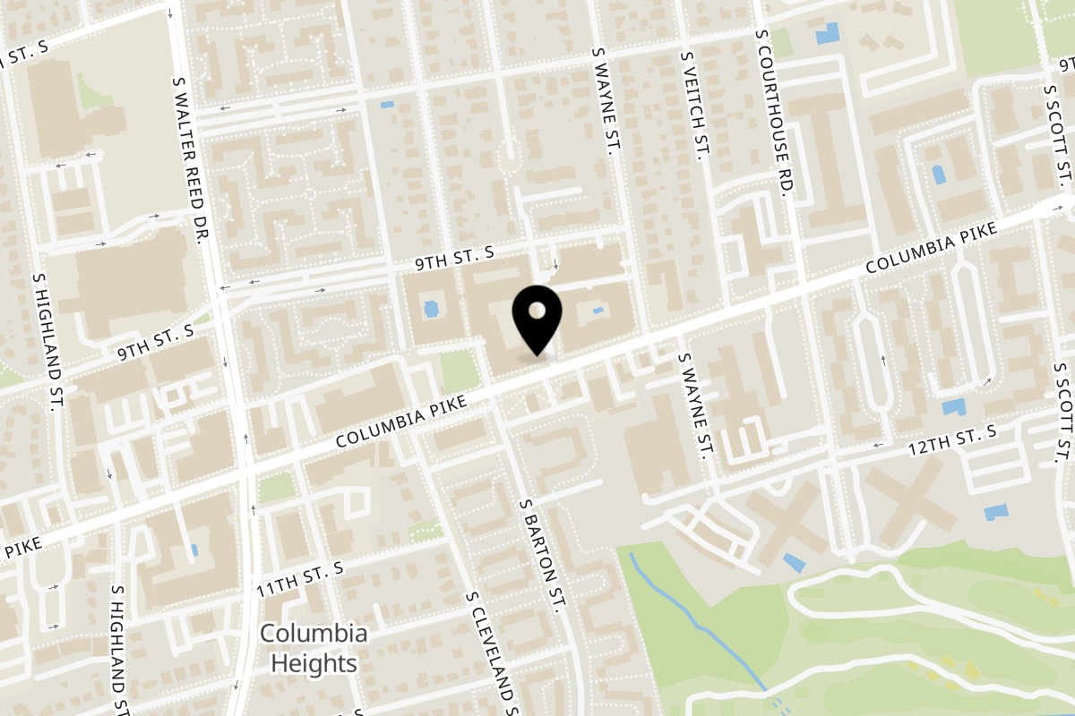 Map showing the location of Sabores Tapas Bar on 2401 Columbia Pike in Arlington
